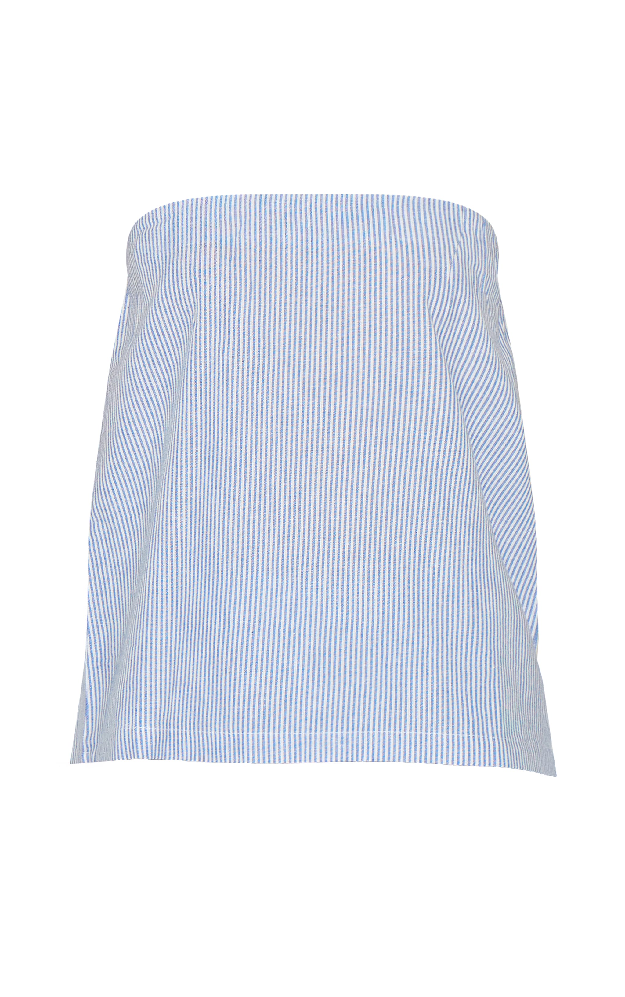 Blue Pinstripe Elasticated Bandeau Top image 5