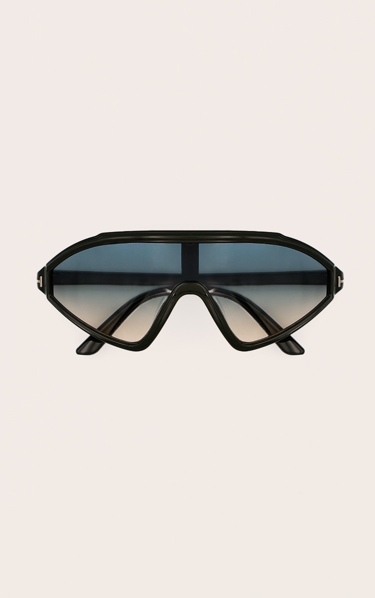 Olive Abstract Oversized Angled Aviator Sunglasses