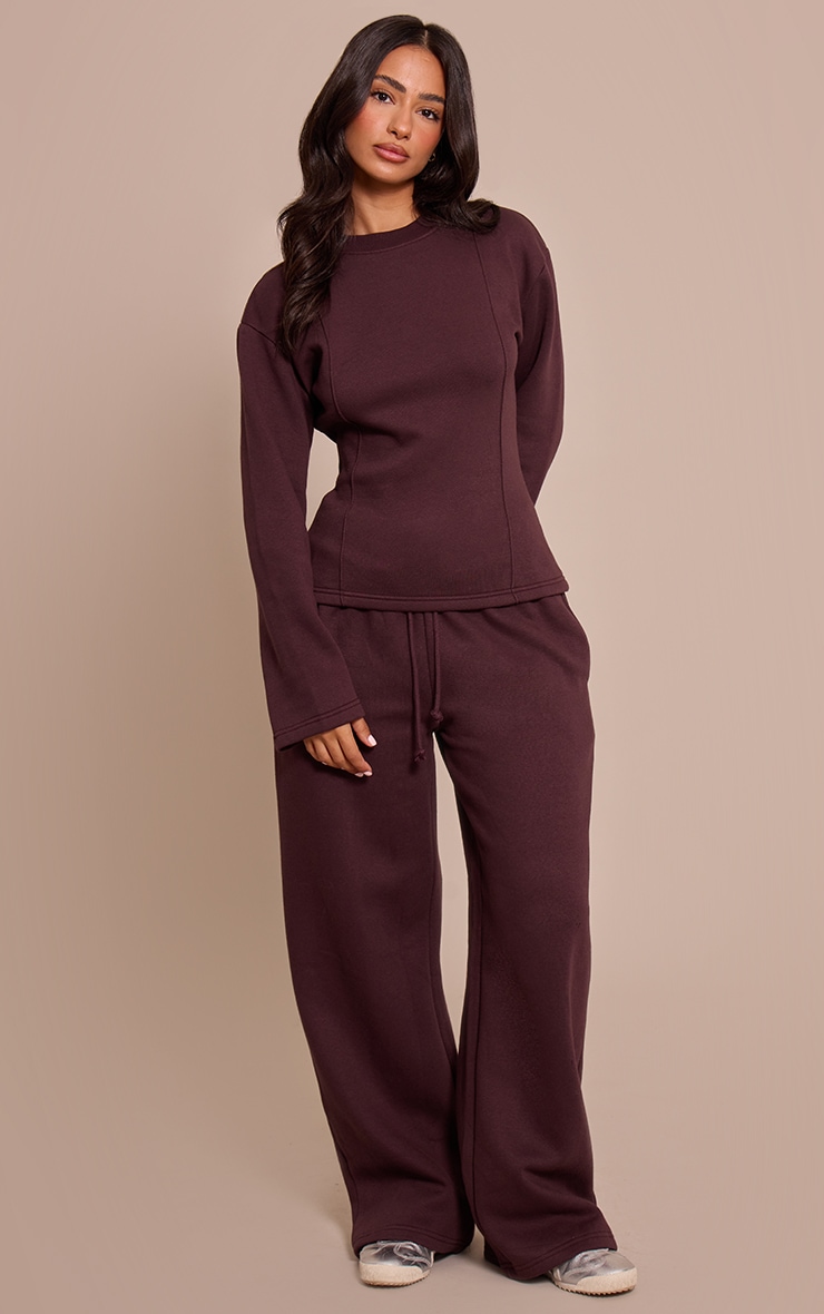Petite Chocolate Wide Leg Sweatpants image 1