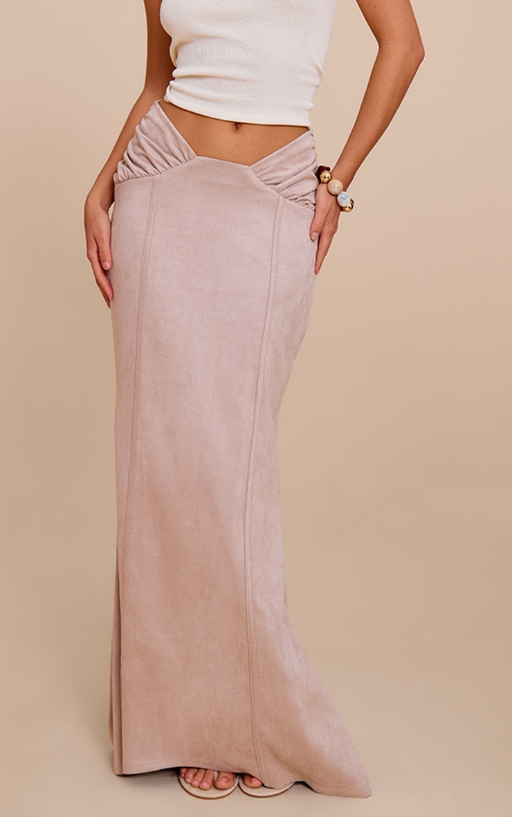 Stone Woven Ruched Waist Detail Maxi Skirt image 2
