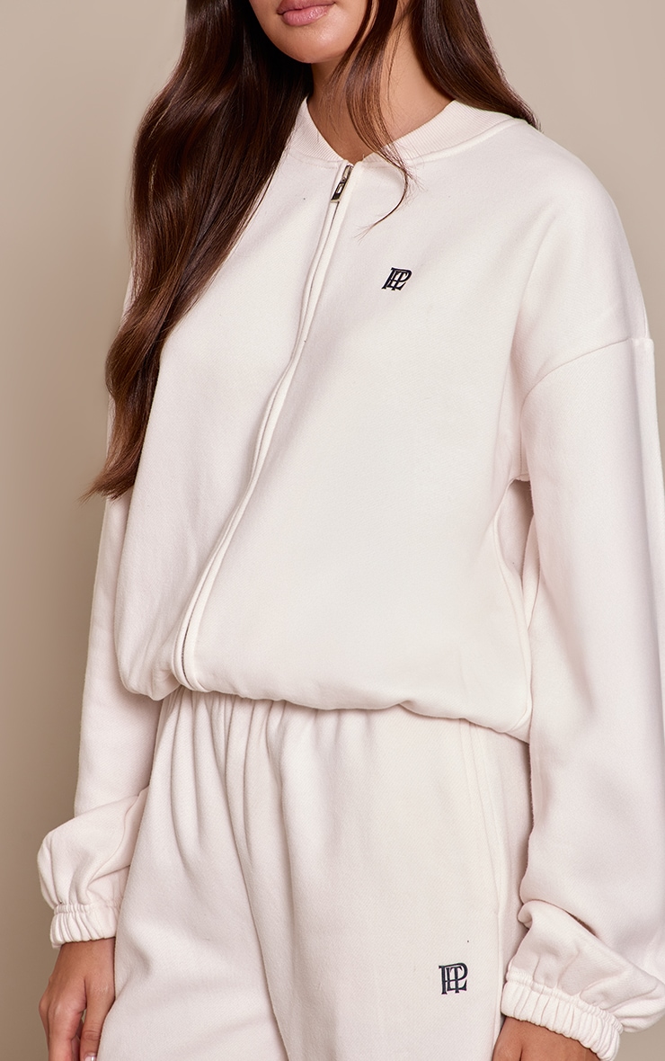 PLT Cream Cotton Fleece Bomber Jacket image 4
