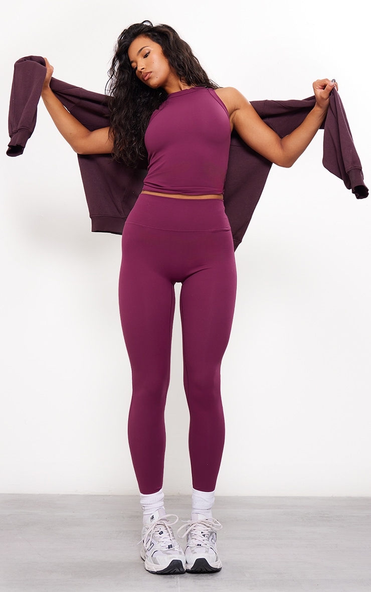 Plum Sculpt Longline Gym Racer Top image 3