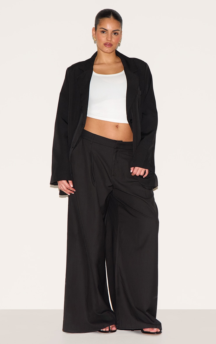 Plus Pantalon large tissé noir à double plissures image 2