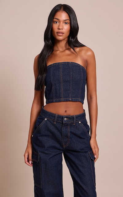 Tall Top corset bustier en jean indigo