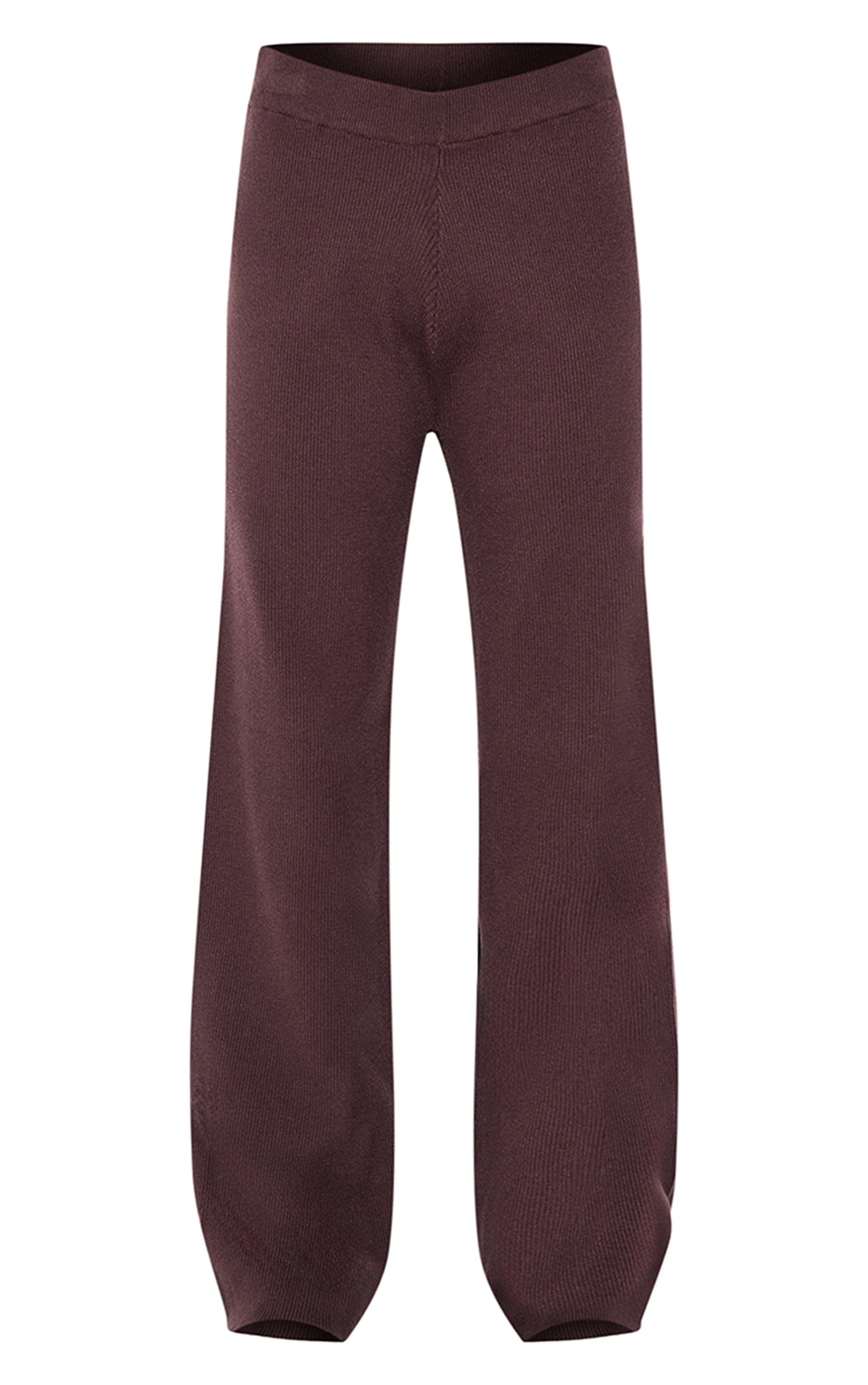 Chocolate Light Rib Knit Wide Leg Pants image 5