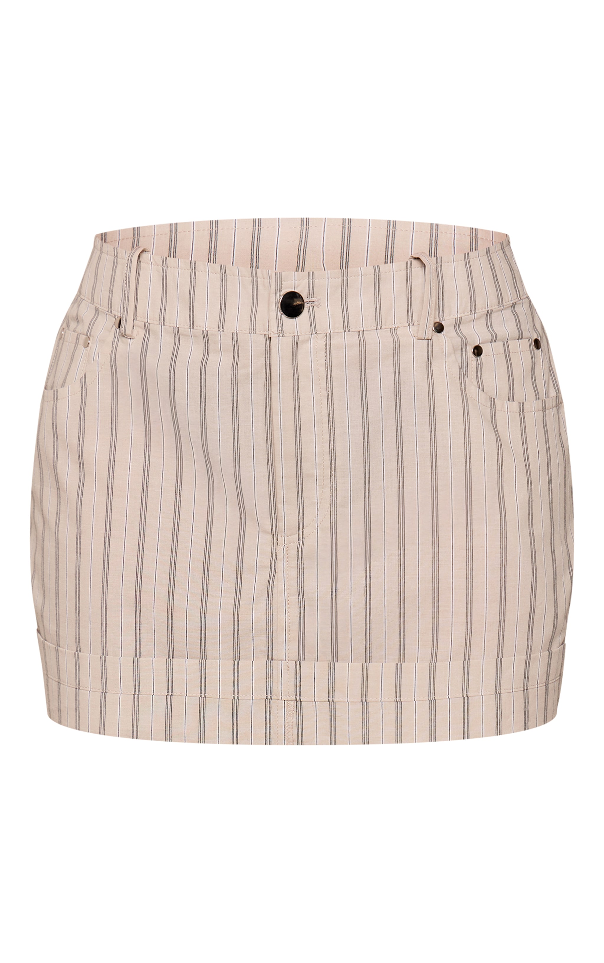 Beige Stripe Woven Mini Skirt image 6