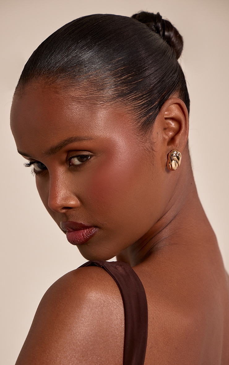 Gold Smooth Abstract Stud Earrings