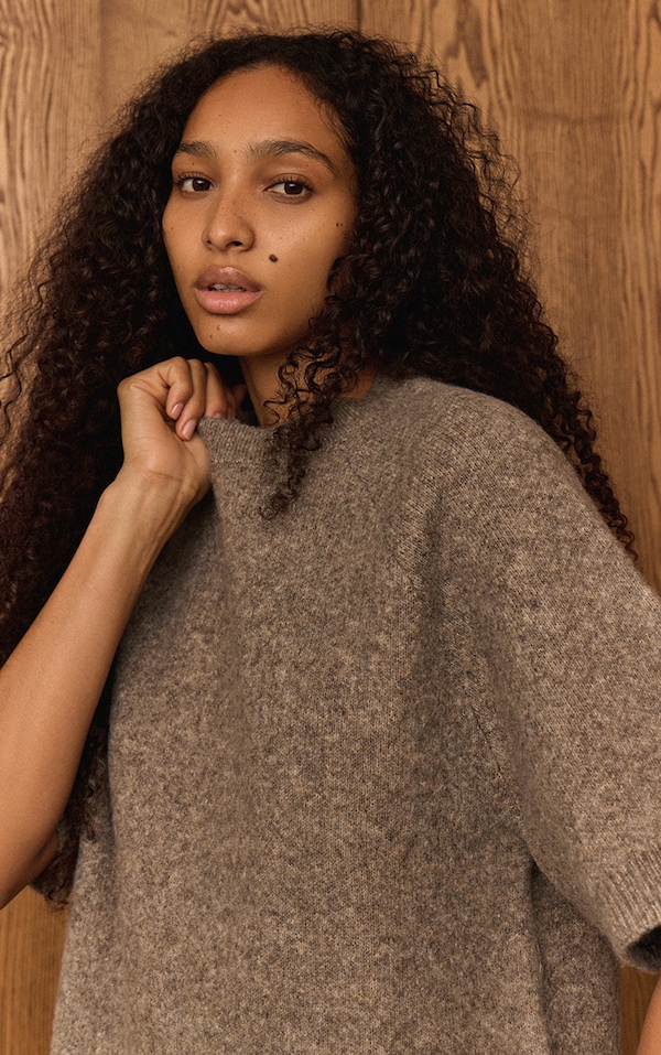 T-shirt en maille tricot douce taupe