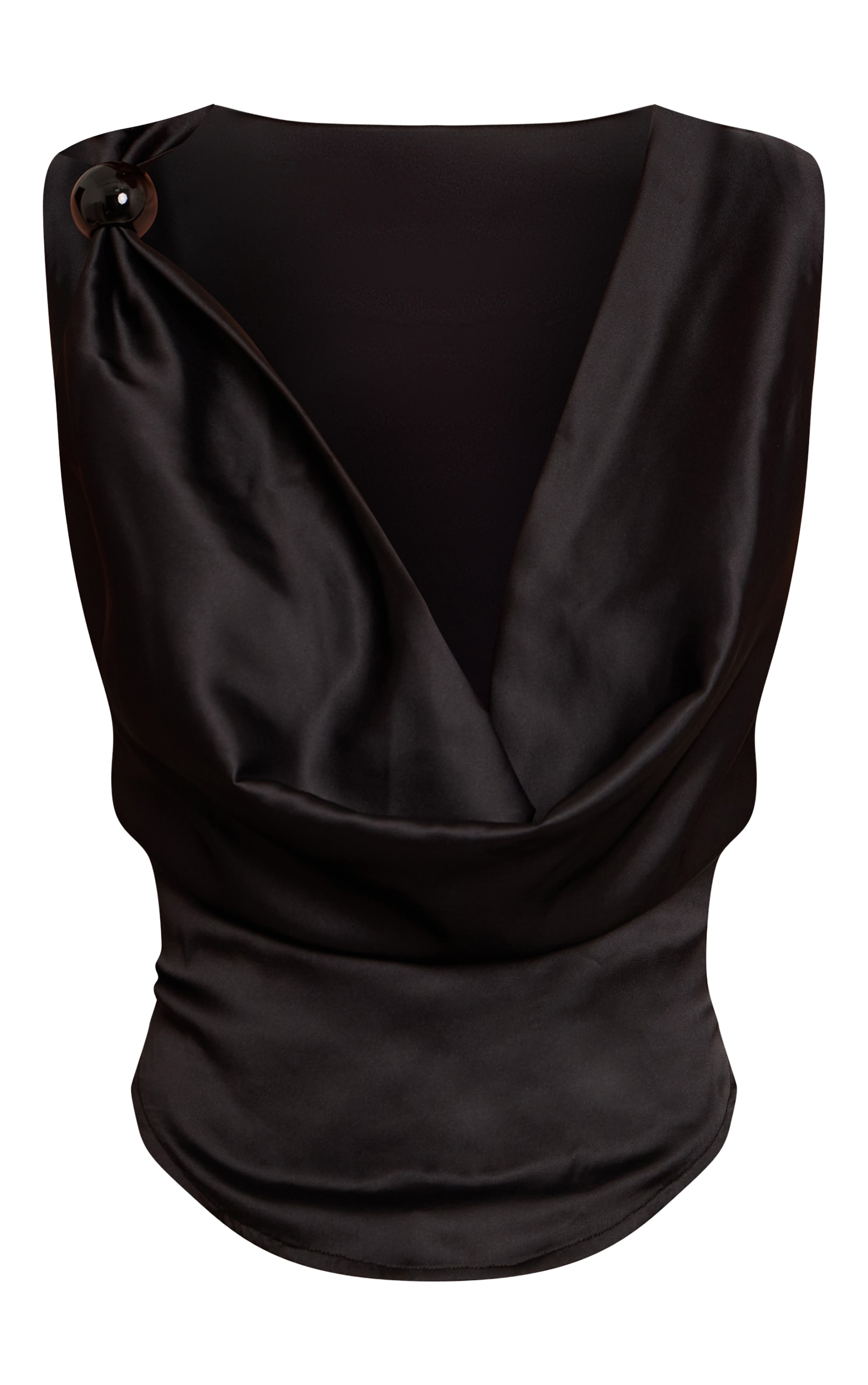 Top satiné noir à empiècement et col bénitier image 5