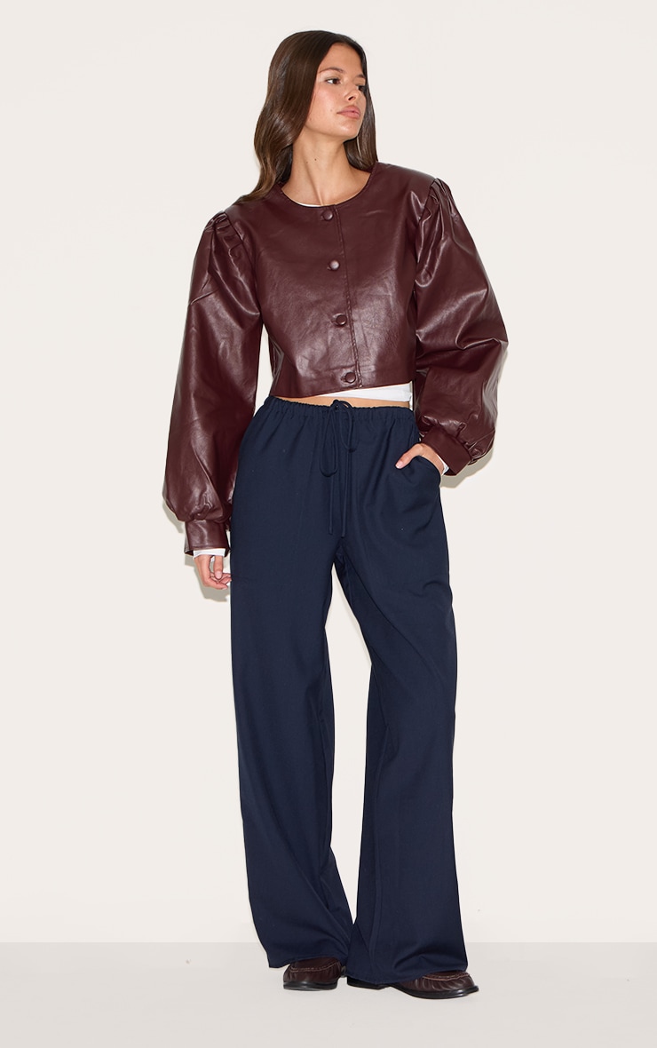 Veste Bourgogne PU Plis Manches Boutonnée image 3