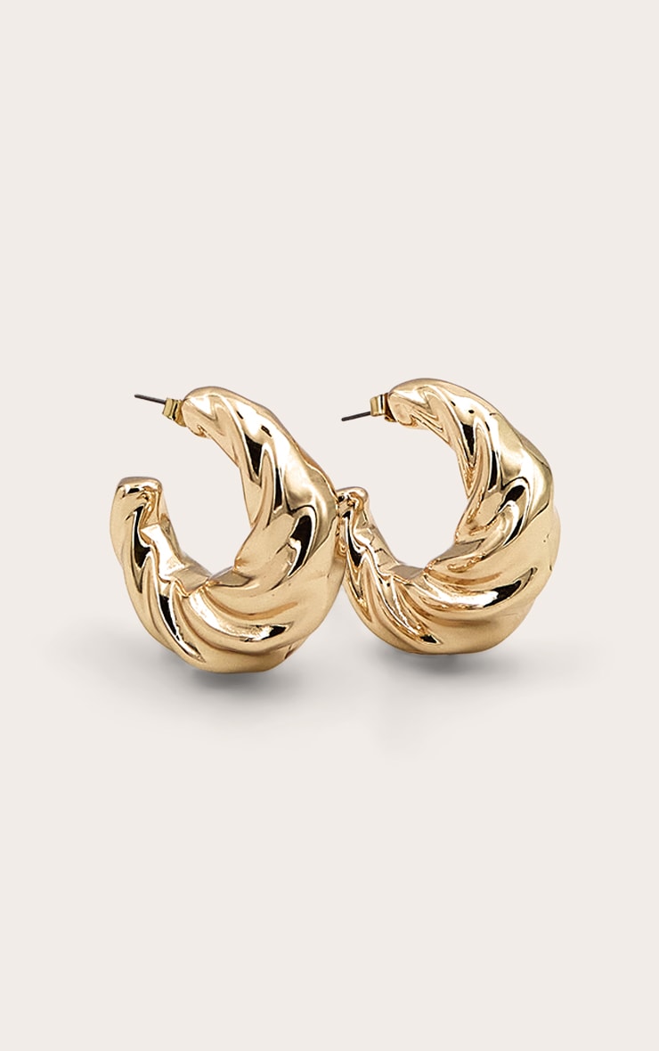 Gold Twist Detail Hoop Earrings image 3