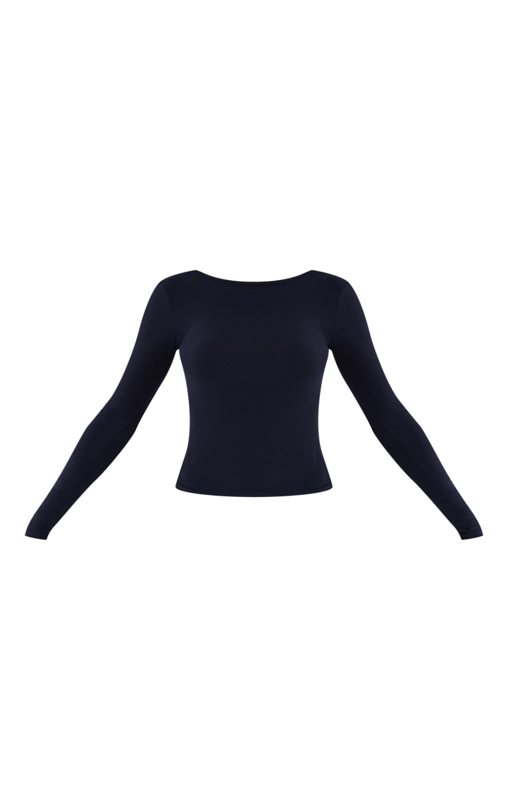 Black Soft Touch Long Sleeve Longline Top image 5