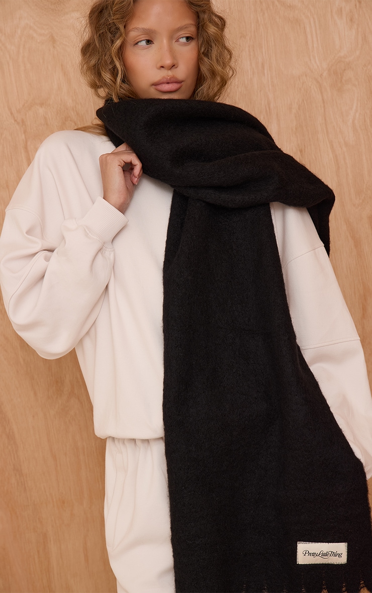 Black Logo Blanket Tassel Scarf image 1