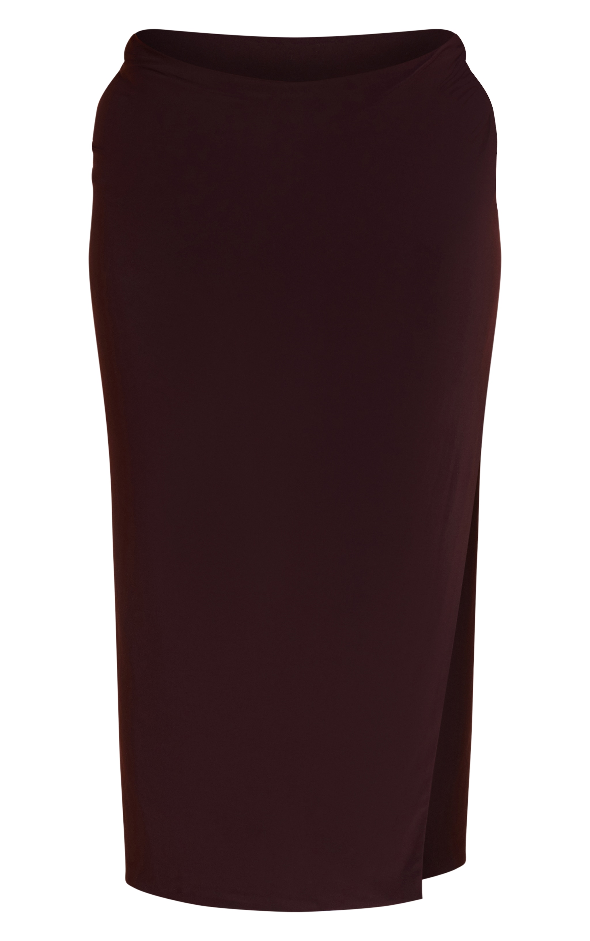 Plus Chocolate Stretch Chiffon Trim Detail Maxi Skirt image 5