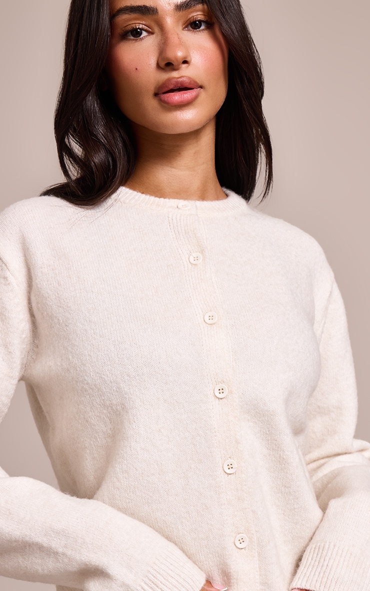 Petite Cream Knit Button Through Cardigan image 4