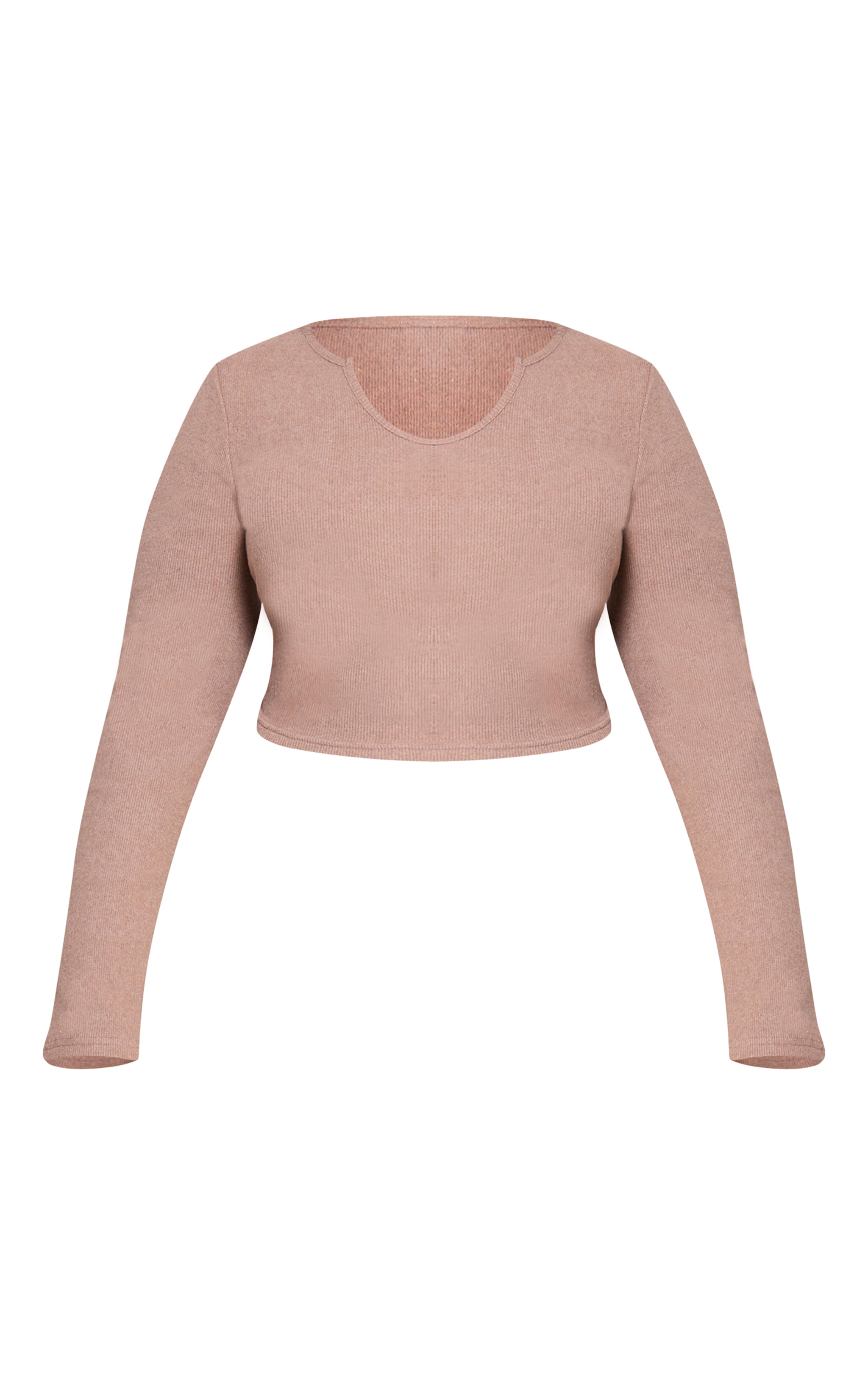 Plus Oatmeal Soft Touch Rib Round Neck Long Sleeve Top image 5