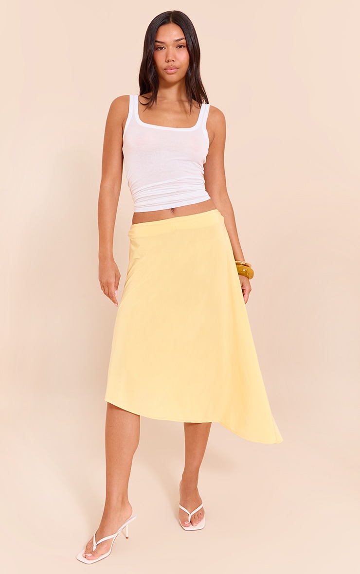 Lemon Asymmetric Hem Slinky Midi Skirt image 2