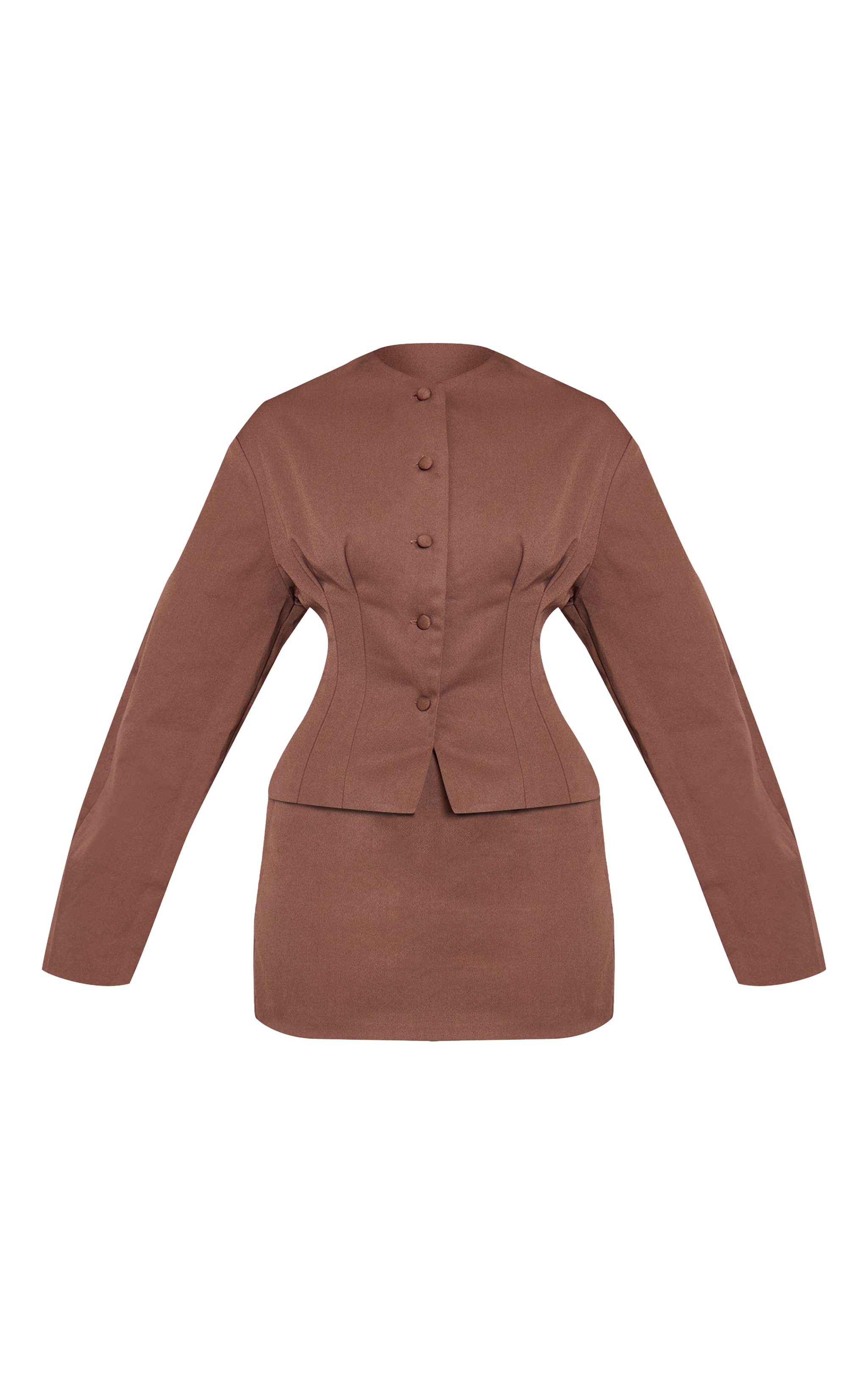 Chocolate Woven Balloon Sleeve Skort Romper image 5