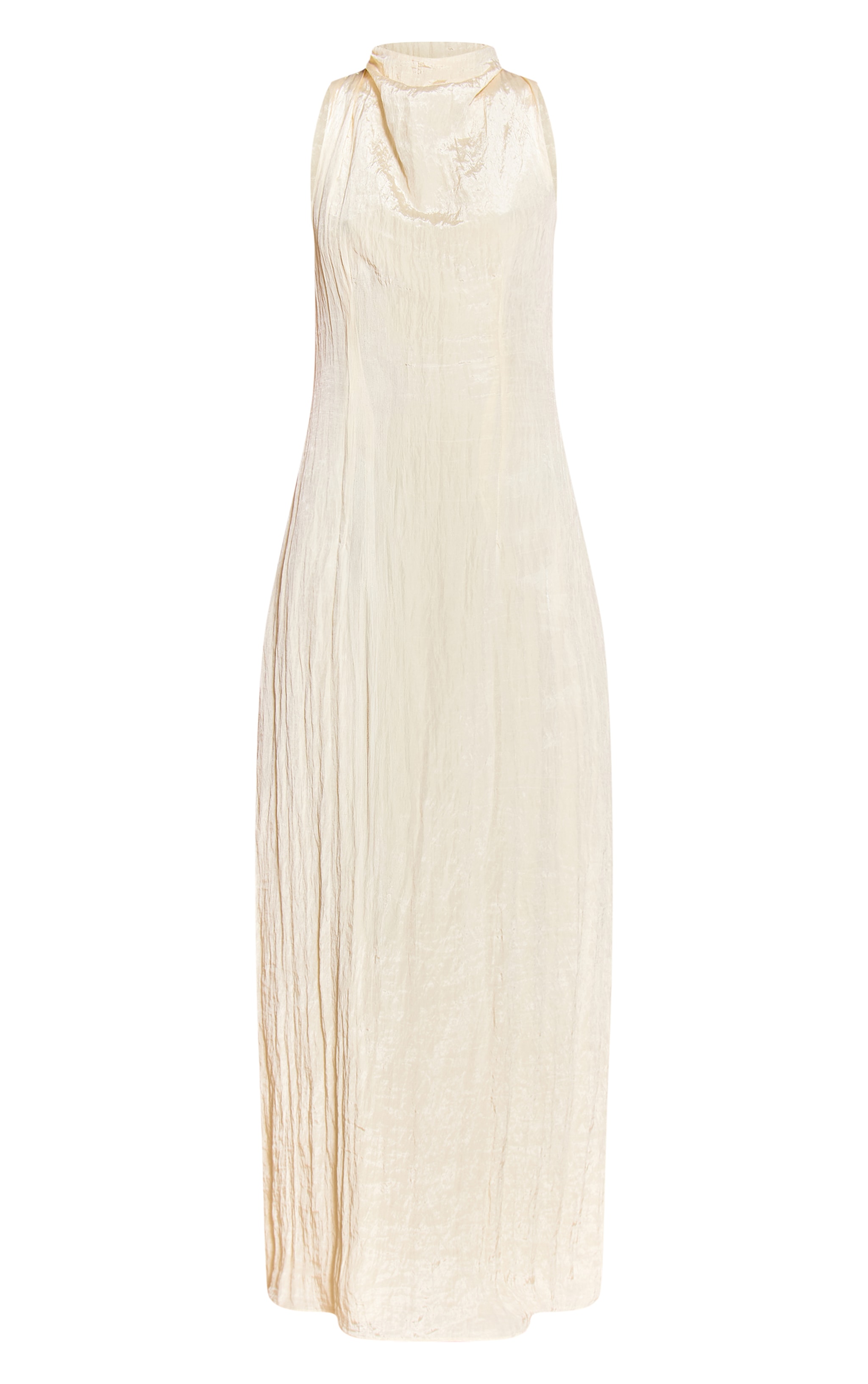 Cream Textured Ruched Maxi Dress image 5