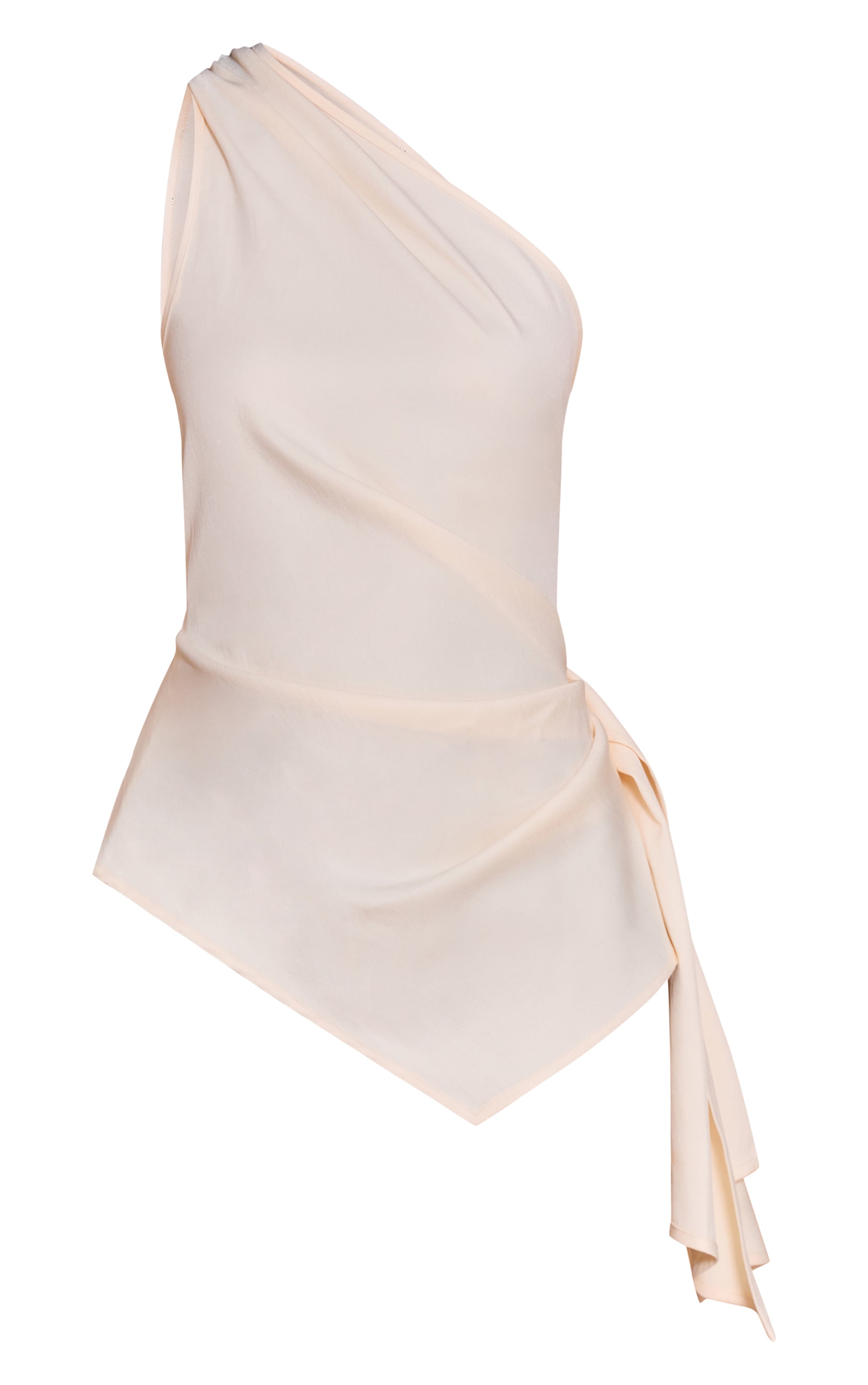 Butter Milk  Woven One Shoulder Drape Detail Top image 5