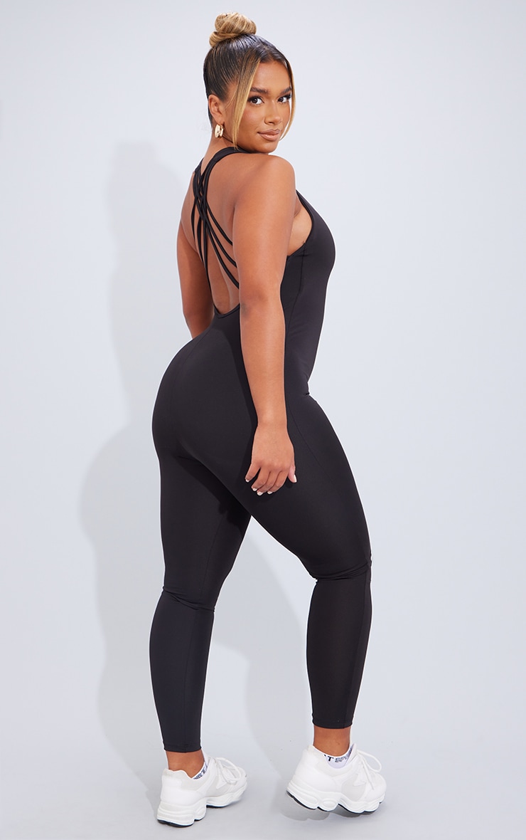 Shape Black Strappy Back Active Jumpsuit image 1