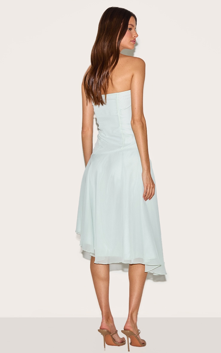 Robe bustier mi-longue sauge à ourlet asymétrique image 2