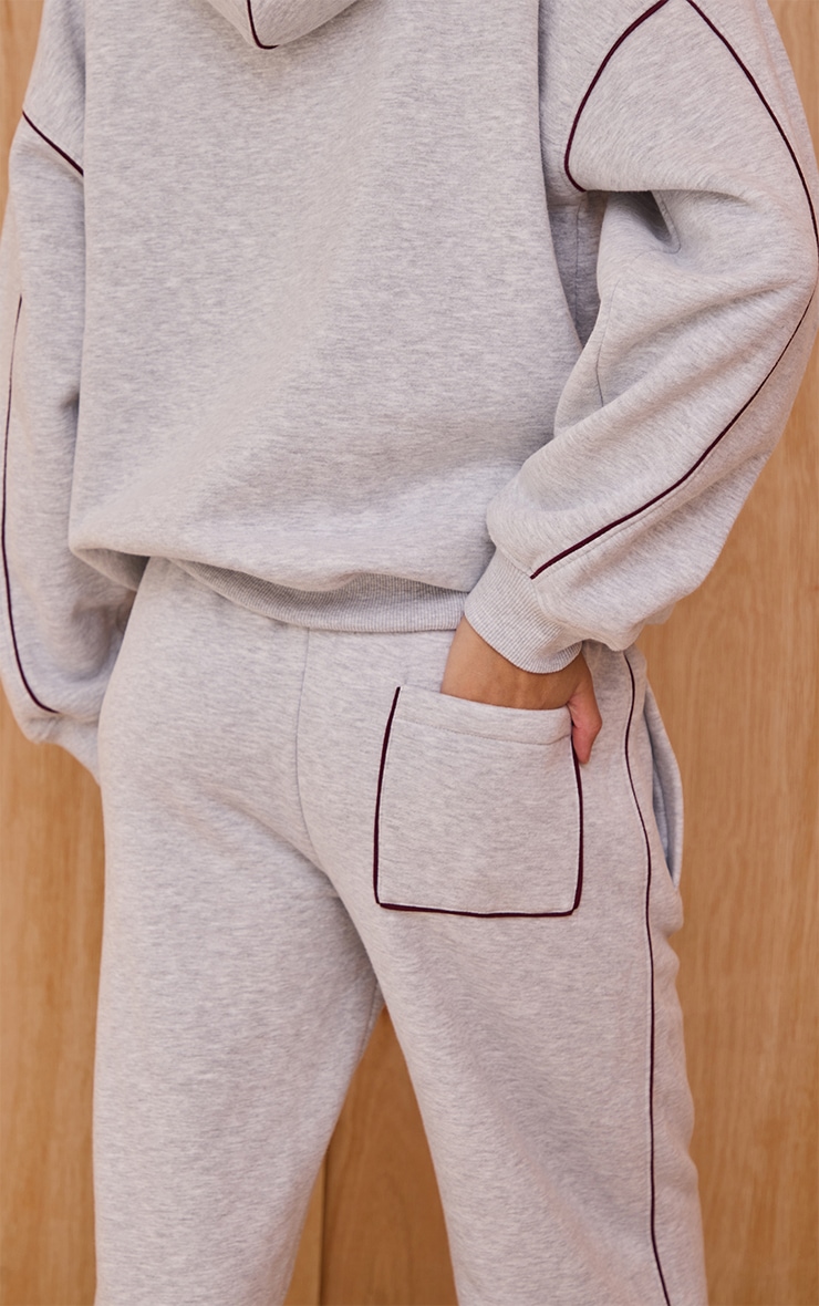 Ash Grey Contrast Seam Drawcord Straight Leg Sweatpant image 4