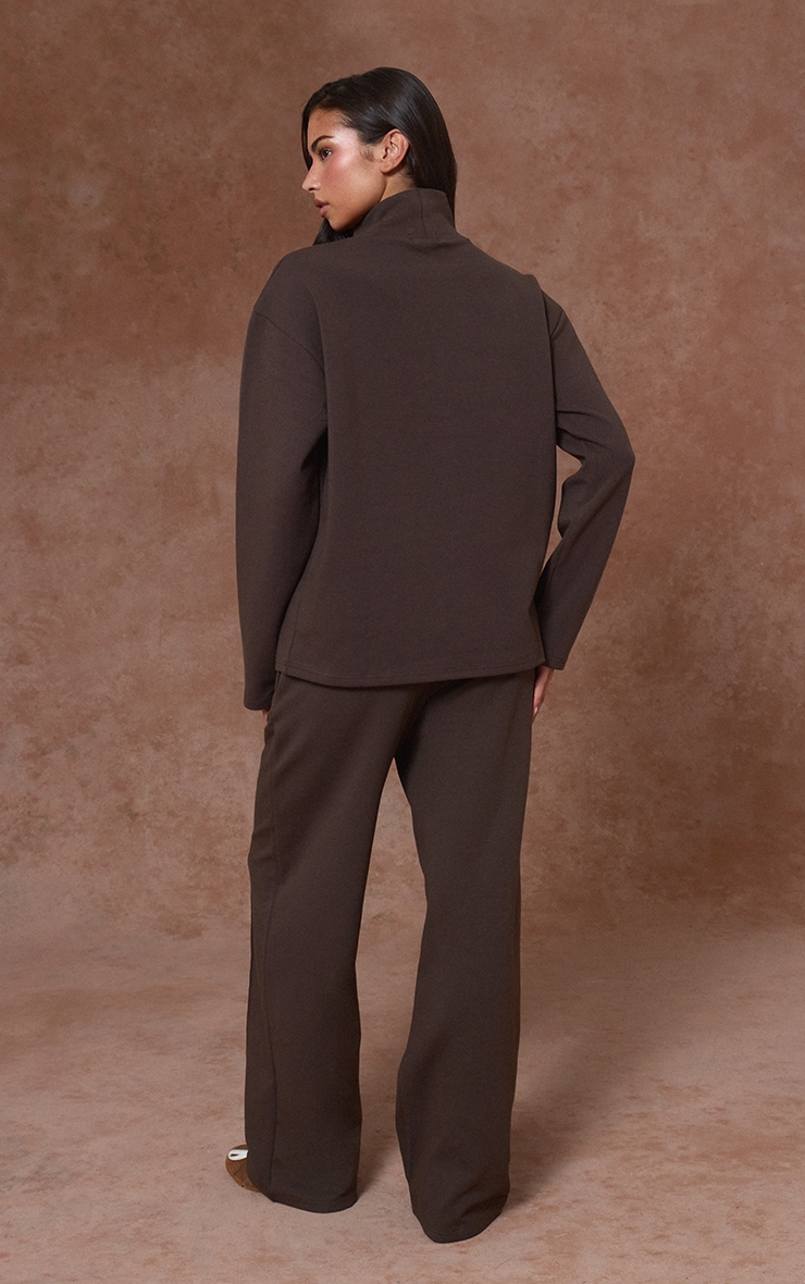 Chocolate Interlock Pintuck Straight Leg Joggers image 3