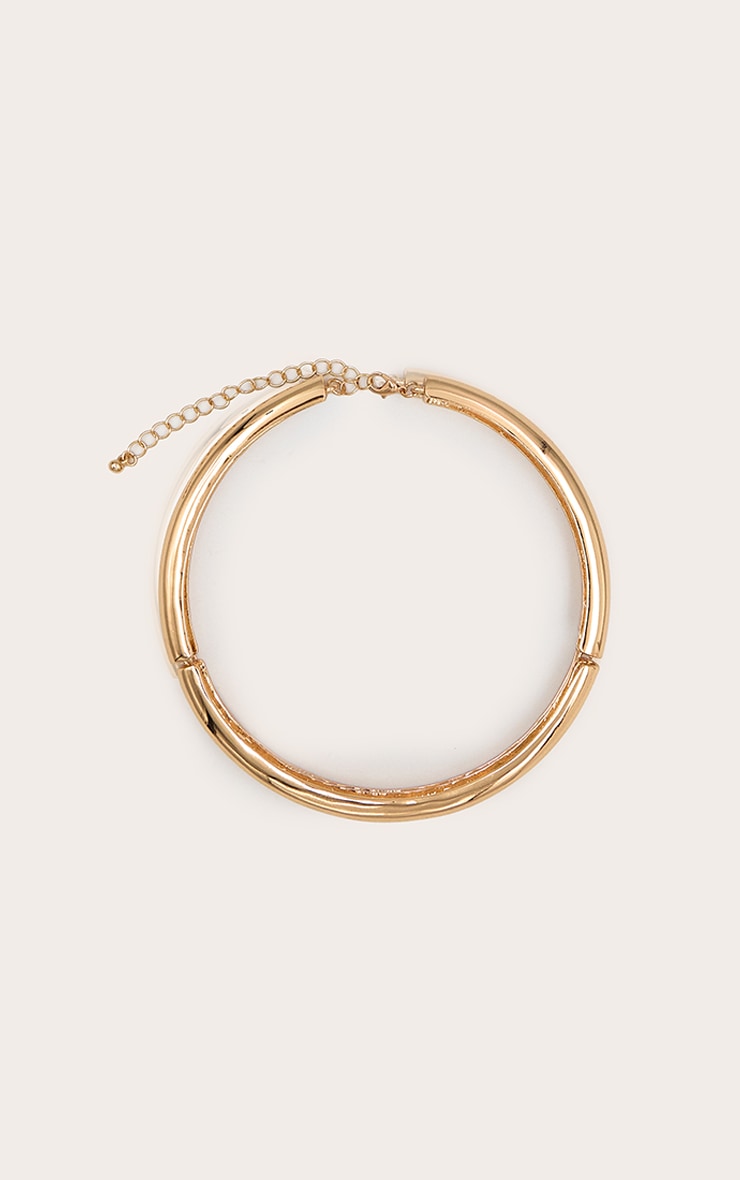 Gold Smooth Twisted Metal Statement Necklace image 2