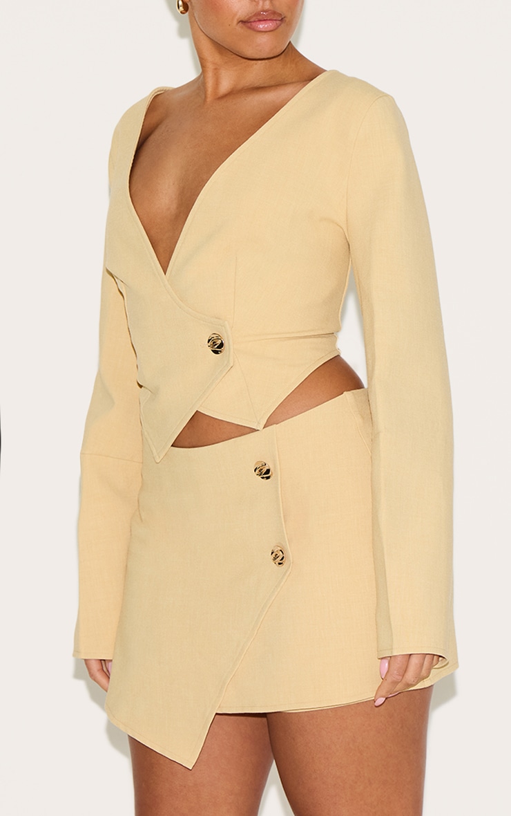 Shape Lemon Linen Look Asymmetrial Hammered Button Skort image 5