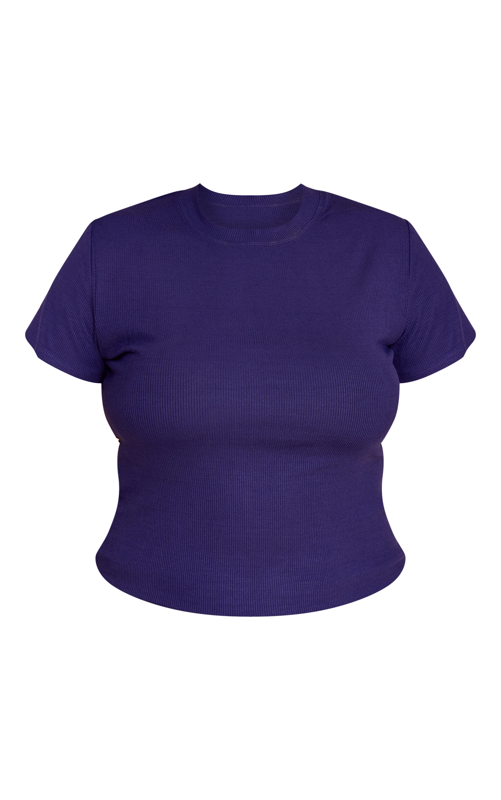 Plus Indigo Blue Soft Rib Crew Neck Short Sleeve Top image 5