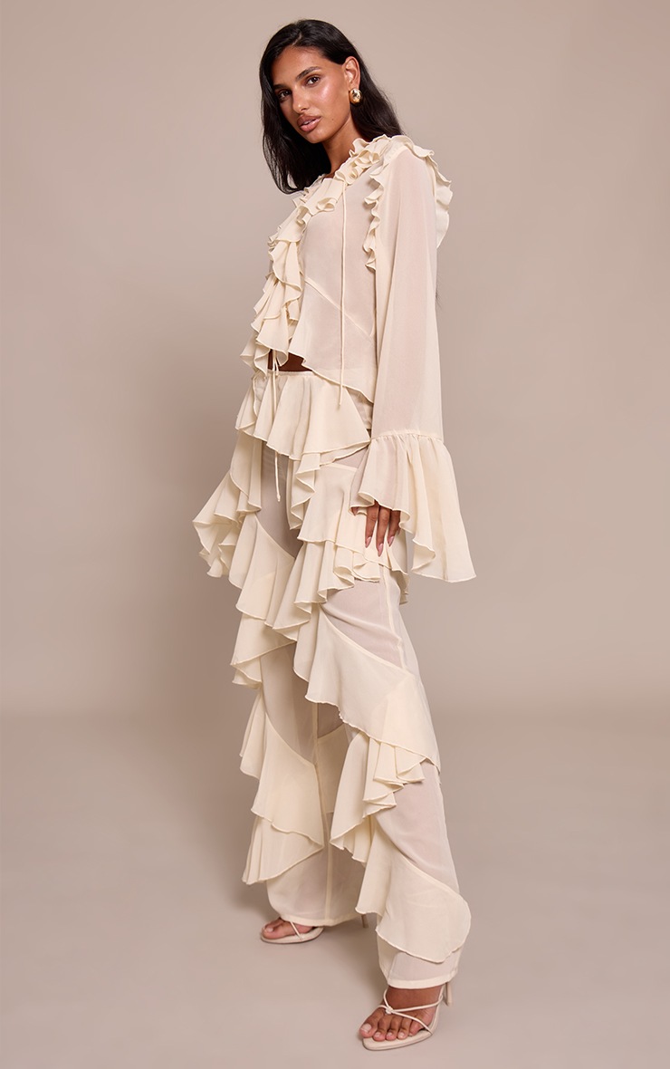 Cream & Red Floral Long Shirt Co-ord main image 0