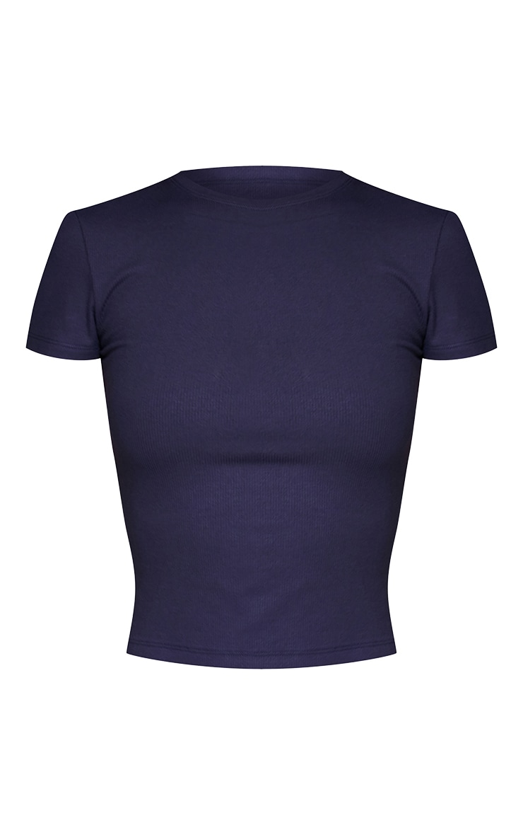 Navy Soft Rib Short Sleeve Top image 5
