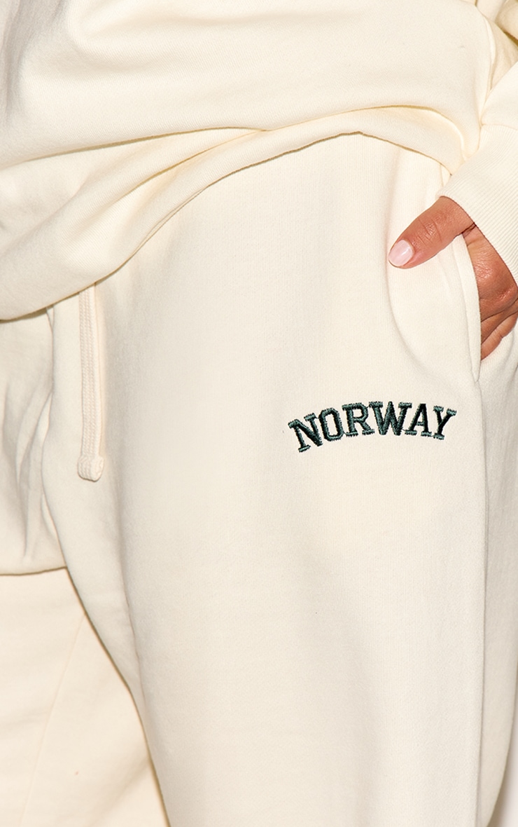 Plus Cream Premium Embroidered Norway Wide Leg Sweatpant image 4
