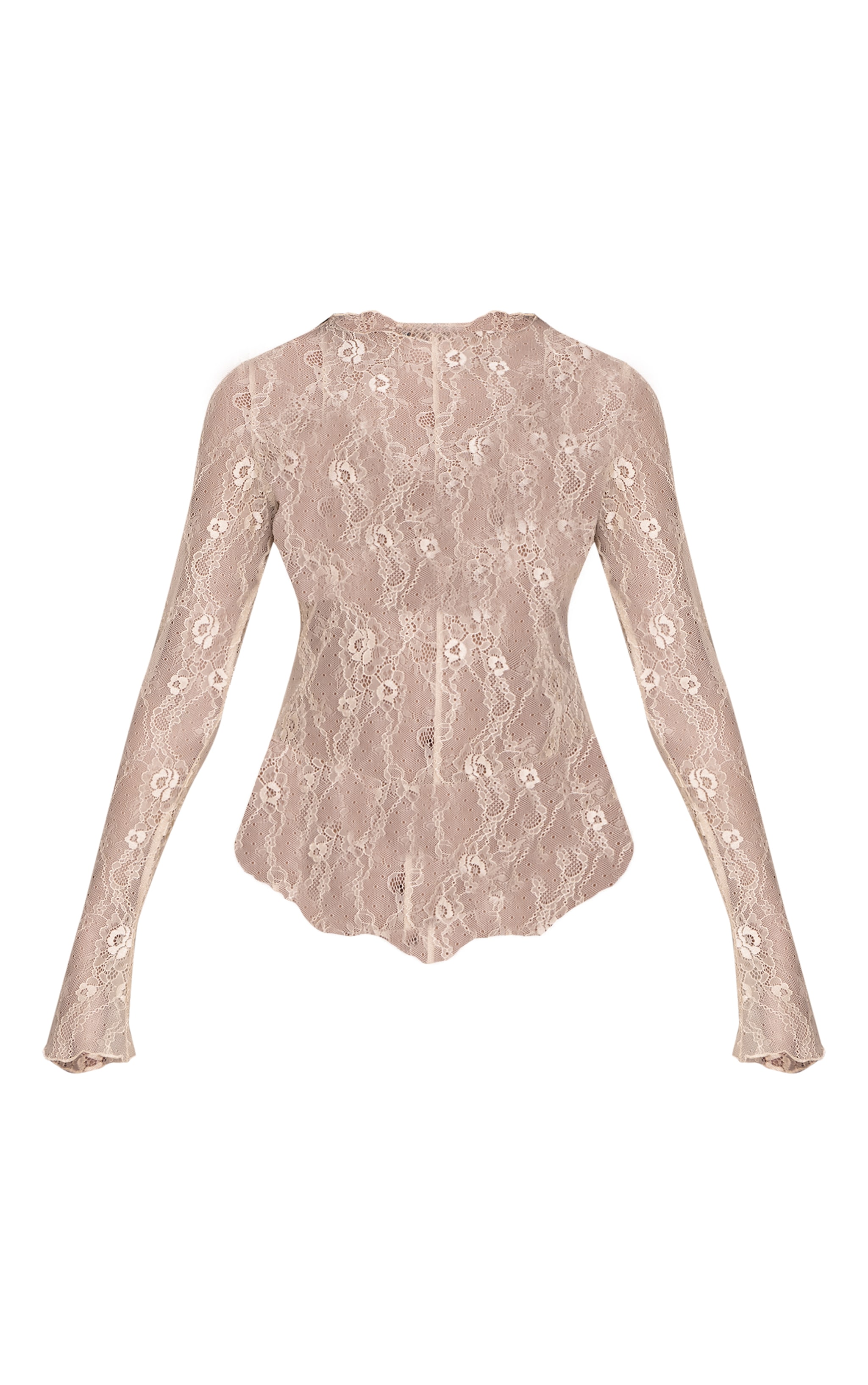Cream Long Sleeve Delicate Lace Top image 5