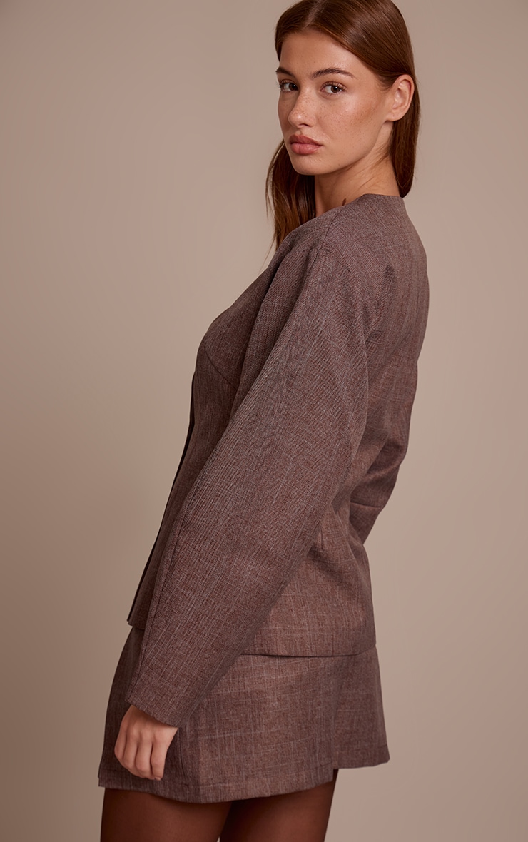 Light Brown Cinched Waist Cocoon Sleeve Blazer image 2