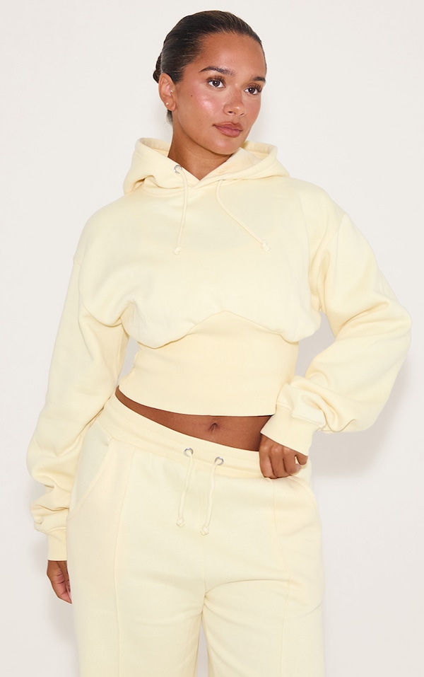 Shape Lemon Sweat Cropped Shirred Waist Hoodie