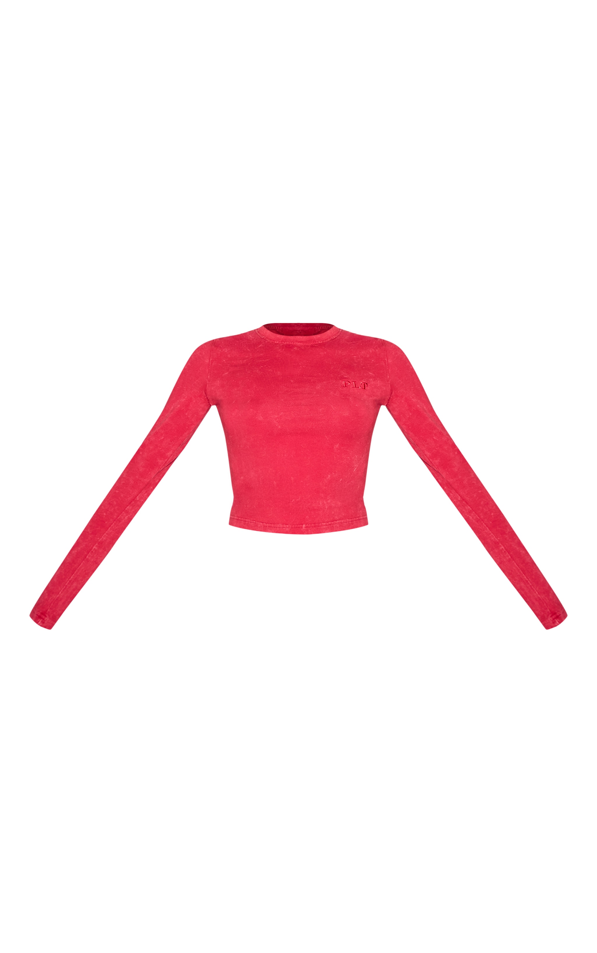 T-shirt ajusté rouge foncé à manches longues image 5