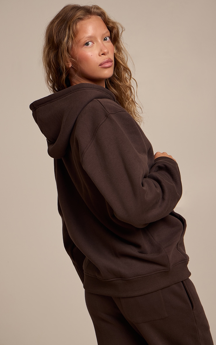 Espresso Cotton Fleece Pullover Zip Hoodie image 2