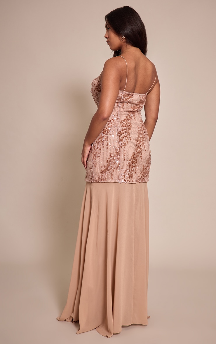 Shape Nude Tonal Sequin Dropped Hem Maxi Dress image 2