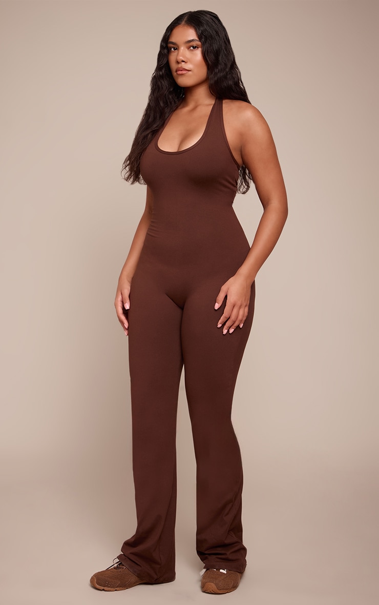 Shape Chocolate Sculpt Halter Neck Flare Jumpsuit image 3