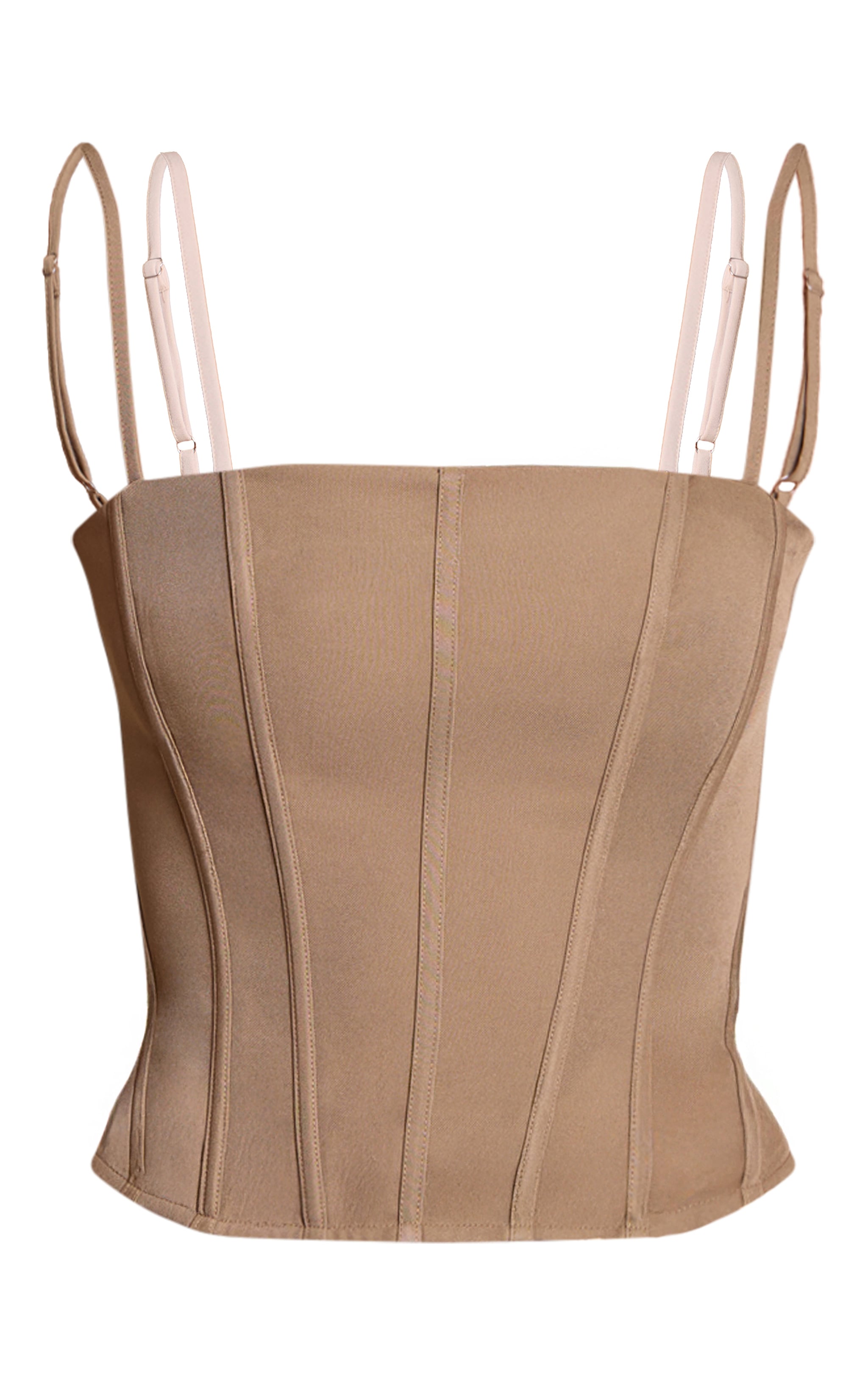 Mushroom Contrast Woven Strappy Corset image 5