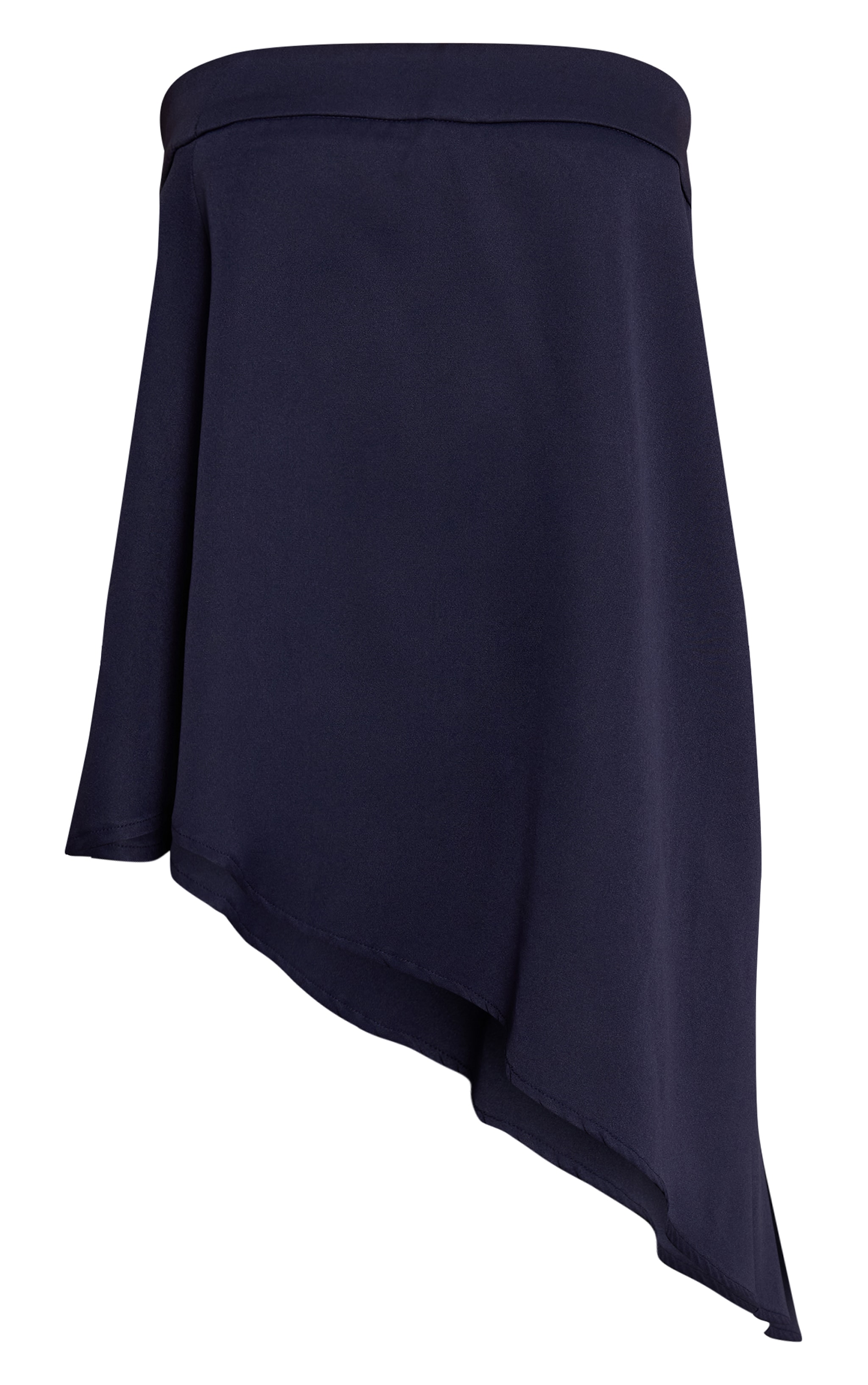 Navy Woven Bandeau Asymmetric Hem Floaty Long Top image 5