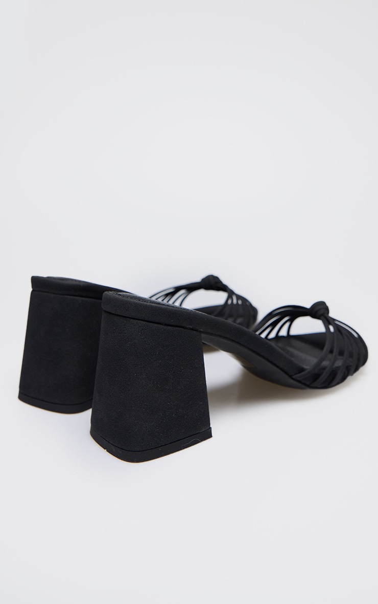 Black Faux Nubuck Knotted Block Heel Mule Sandals | Footwear