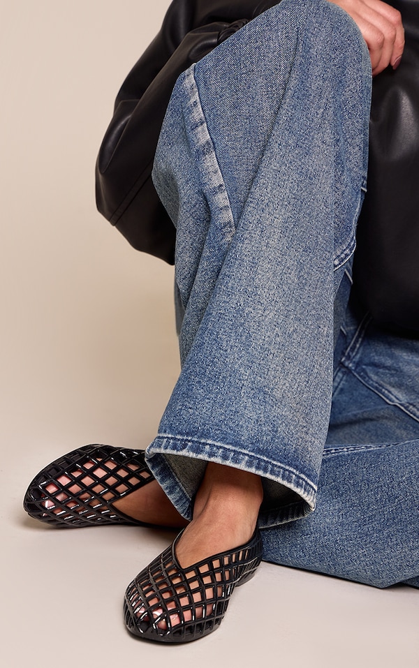 Black Jelly Point Toe Weave Ballet Flat