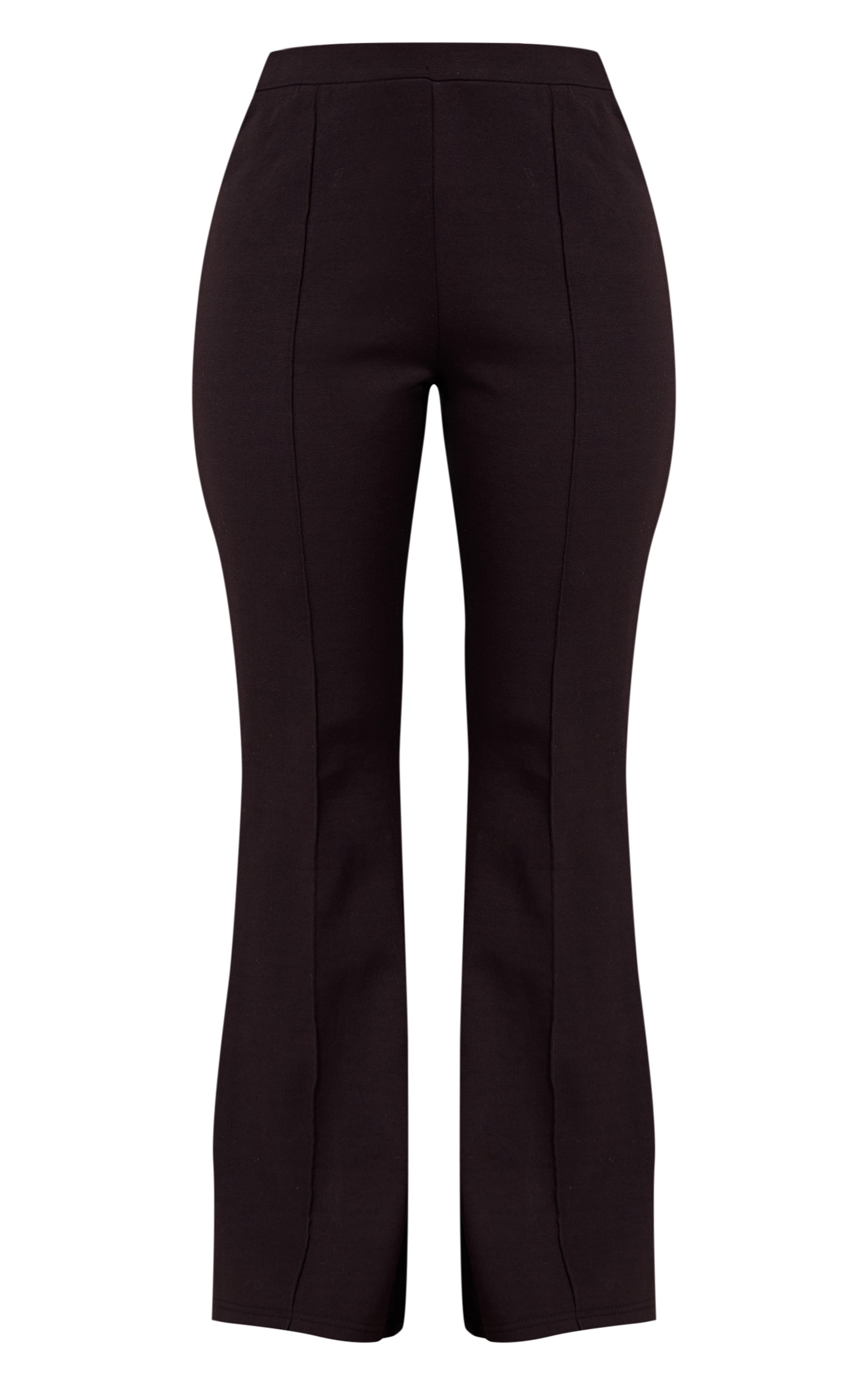 Petite Black Interlock Seam Detail Flare Pants image 5