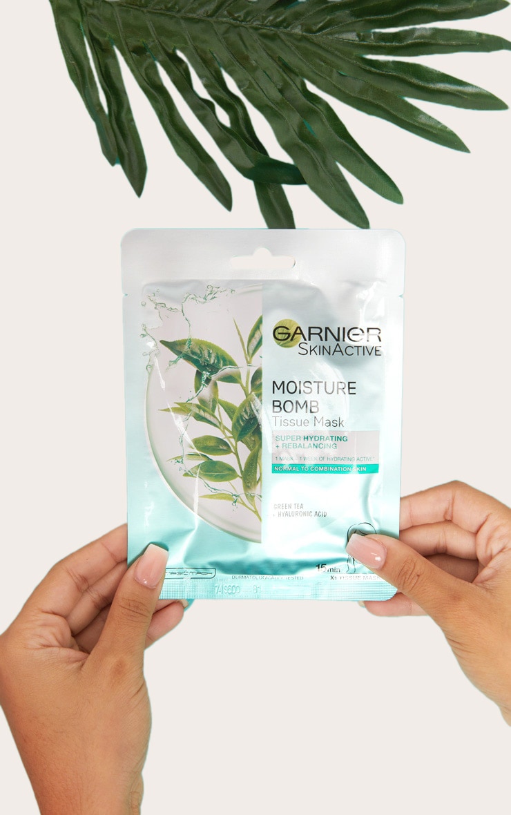 Garnier Moisture Bomb Hydrating Green Tea Face Sheet Mask Combination Skin image 2