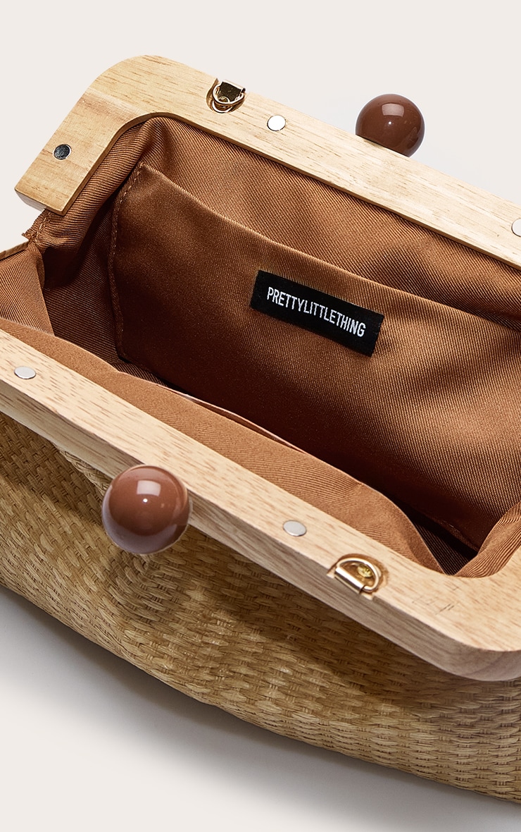 Natural Raffia Clutch With Tortoiseshell Detail image 5