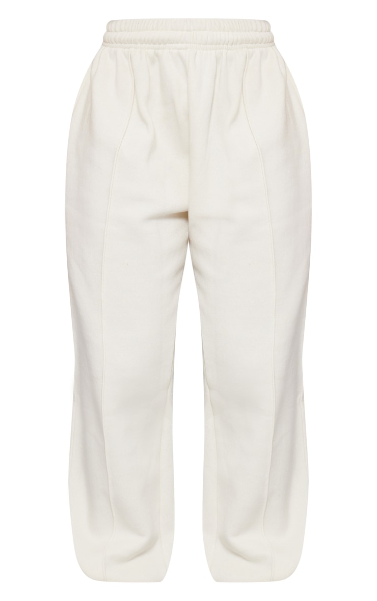 Cream Pintuck Detail Oversized Joggers image 5