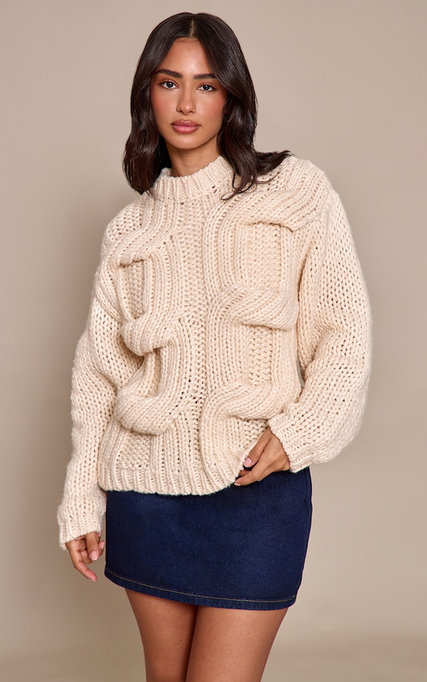 Petite Cream Twist Chunky Knitted Sweater